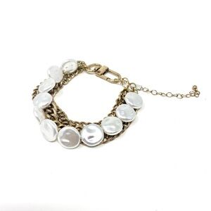 New Free People Moon Pearl Gold Chain Statement Anklet